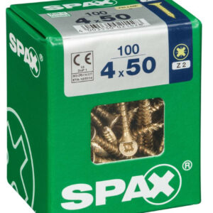 Lot de 100 vis acier tête fraisée pozidriv SPAX, Diam.4 mm x L.50 mm