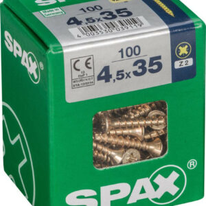 Lot de 100 vis acier tête fraisée pozidriv SPAX, Diam.4.5 mm x L.35 mm