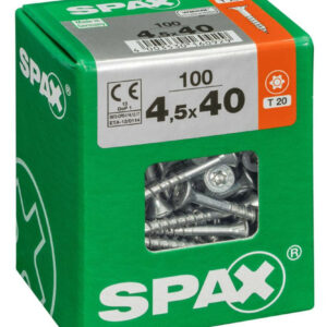 Lot de 100 vis acier tête fraisée torx SPAX, Diam.4.5 mm x L.40 mm