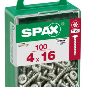 Lot de 100 vis acier tête ronde pozidriv SPAX, Diam.4 mm x L.16 mm