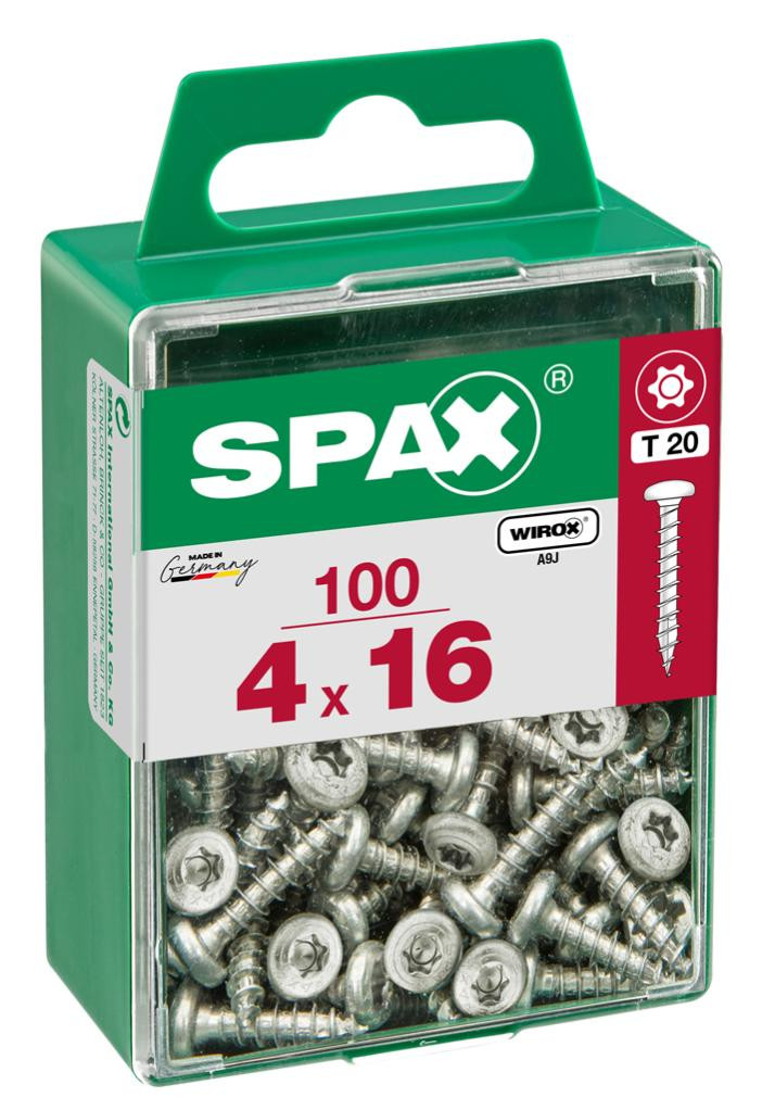 Lot de 100 vis acier tête ronde pozidriv SPAX, Diam.4 mm x L.16 mm