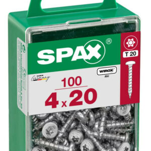 Lot de 100 vis acier tête ronde torx SPAX, Diam.4 mm x L.20 mm