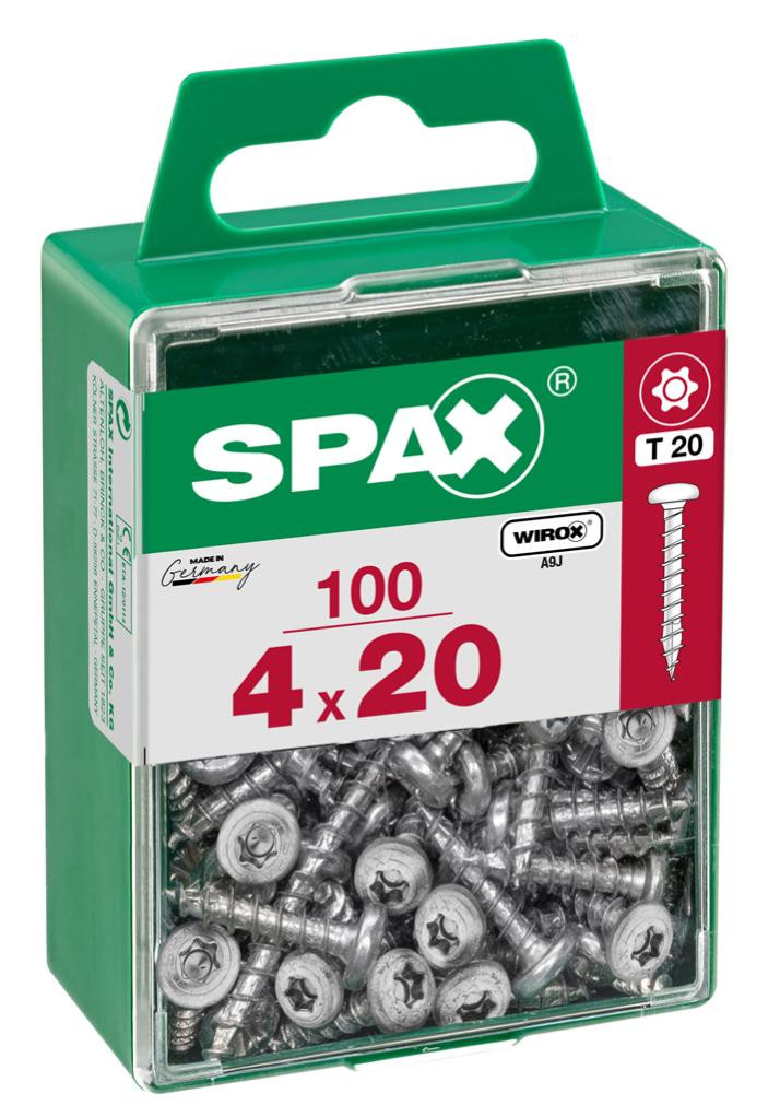 Lot de 100 vis acier tête ronde torx SPAX, Diam.4 mm x L.20 mm