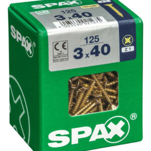 Lot de 125 vis acier tête fraisée pozidriv SPAX, Diam.3 mm x L.40 mm