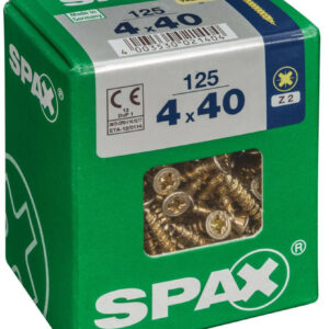 Lot de 125 vis acier tête fraisée pozidriv SPAX, Diam.4 mm x L.40 mm