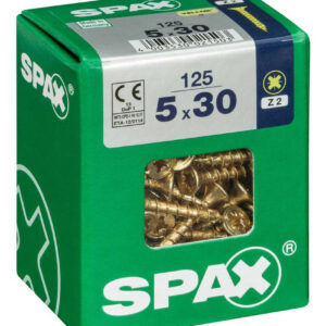 Lot de 125 vis acier tête fraisée pozidriv SPAX, Diam.5 mm x L.30 mm