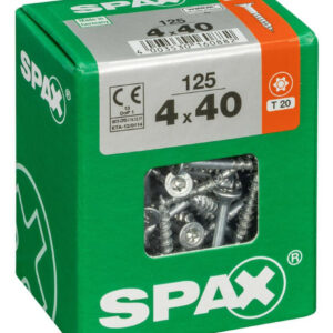 Lot de 125 vis acier tête fraisée torx SPAX, Diam.4 mm x L.40 mm