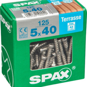 Lot de 125 vis inox tête cylindrique SPAX, Diam.5 mm x L.40 mm