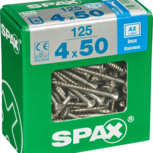 Lot de 125 vis inox tête fraisée torx SPAX, Diam.4 mm x L.50 mm