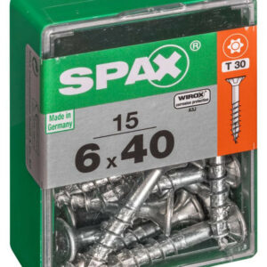 Lot de 15 vis acier tête autofraisée plate SPAX, Diam.6 mm x L.40 mm