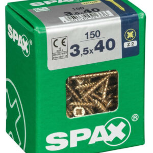Lot de 150 vis acier tête fraisée pozidriv SPAX, Diam.3.5 mm x L.40 mm