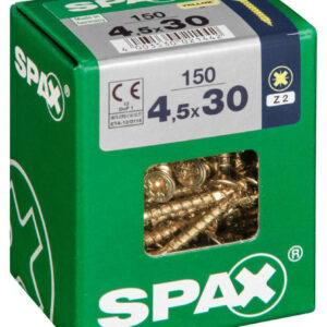 Lot de 150 vis acier tête fraisée pozidriv SPAX, Diam.4.5 mm x L.30 mm