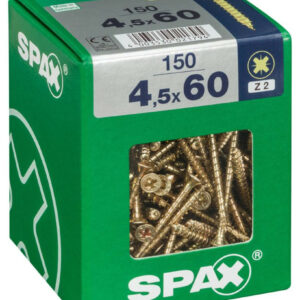 Lot de 150 vis acier tête fraisée pozidriv SPAX, Diam.4.5 mm x L.60 mm
