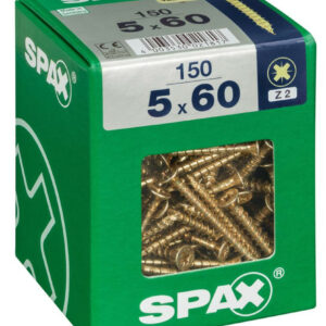 Lot de 150 vis acier tête fraisée pozidriv SPAX, Diam.5 mm x L.60 mm