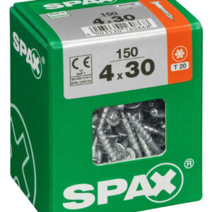 Lot de 150 vis acier tête fraisée torx SPAX, Diam.4 mm x L.30 mm