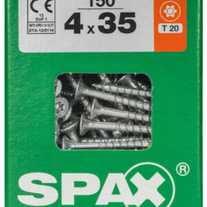 Lot de 150 vis acier tête fraisée torx SPAX, Diam.4 mm x L.35 mm