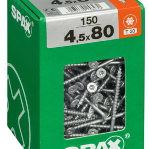 Lot de 150 vis acier tête fraisée torx SPAX, Diam.4.5 mm x L.80 mm