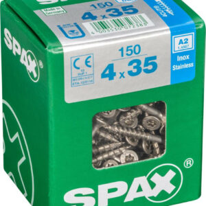 Lot de 150 vis inox tête fraisée torx SPAX, Diam.4 mm x L.35 mm