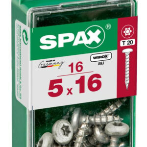 Lot de 16 vis acier tête ronde torx SPAX, Diam.5 mm x L.16 mm