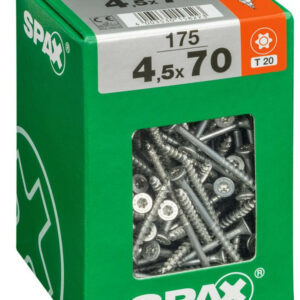 Lot de 175 vis acier tête fraisée torx SPAX, Diam.4.5 mm x L.70 mm
