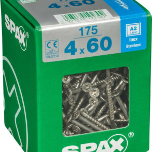 Lot de 175 vis inox tête fraisée torx SPAX, Diam.4 mm x L.60 mm