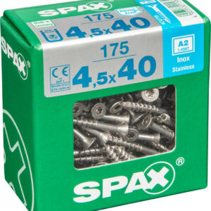 Lot de 175 vis inox tête fraisée torx SPAX, Diam.4.5 mm x L.40 mm