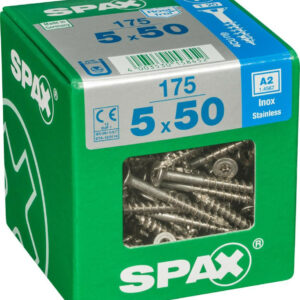 Lot de 175 vis inox tête fraisée torx SPAX, Diam.5 mm x L.50 mm