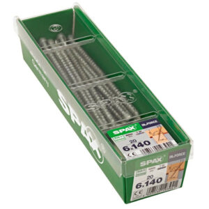 Lot de 20 vis acier tête cylindrique SPAX, Diam.6 mm x L.140 mm