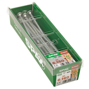 Lot de 20 vis acier tête fraisée bombée torx SPAX, Diam.6 mm x L.160 mm