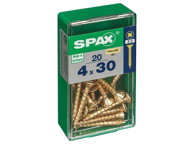 Lot De 20 Vis Acier Tête Fraisée Pozidriv, Diam.4 Mm X L.30 Mm