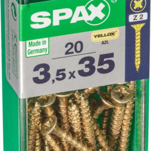 Lot de 20 vis acier tête fraisée pozidriv SPAX, Diam.3.5 mm x L.35 mm
