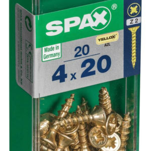 Lot de 20 vis acier tête fraisée pozidriv SPAX, Diam.4 mm x L.20 mm