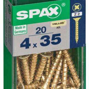 Lot de 20 vis acier tête fraisée pozidriv SPAX, Diam.4 mm x L.35 mm