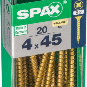 Lot de 20 vis acier tête fraisée pozidriv SPAX, Diam.4 mm x L.45 mm