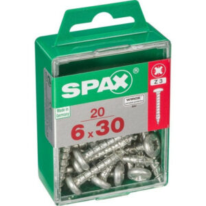 Lot De 20 Vis Acier Tête Ronde Pozidriv, Diam.6 Mm X L.30 Mm