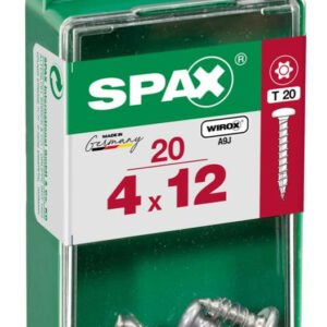 Lot de 20 vis acier tête ronde pozidriv SPAX, Diam.4 mm x L.12 mm