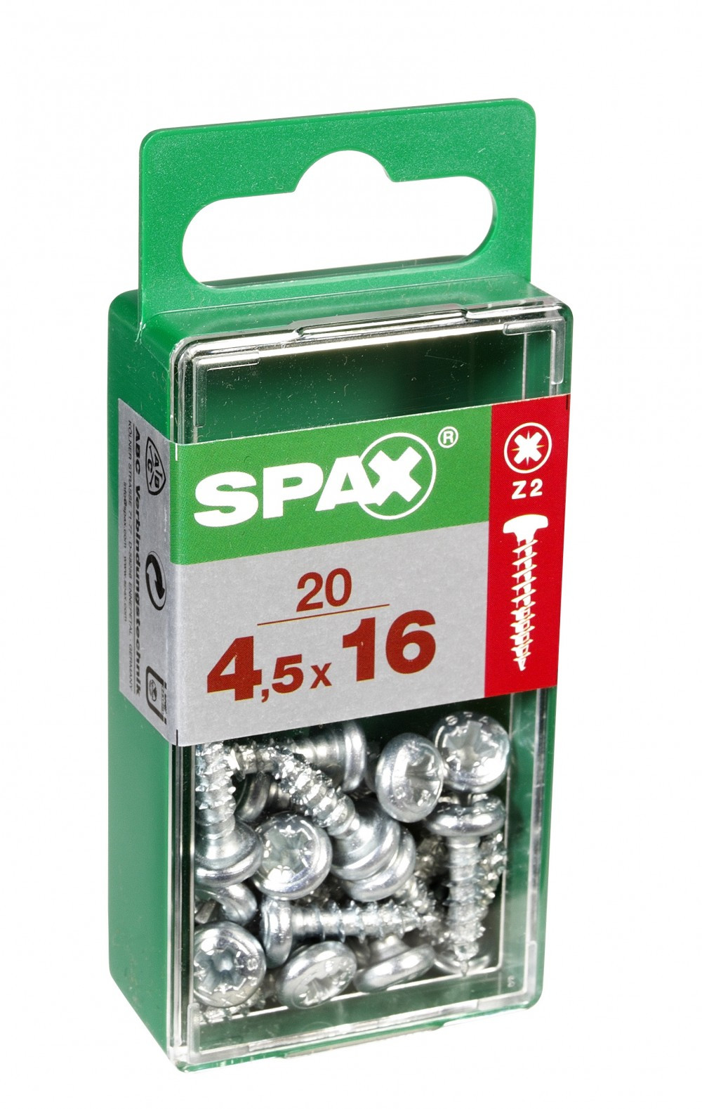 Lot de 20 vis acier tête ronde torx SPAX, Diam.4.5 mm x L.16 mm