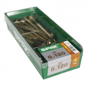 Lot de 20 vis acier torx SPAX, Diam.8 mm x L.120 mm
