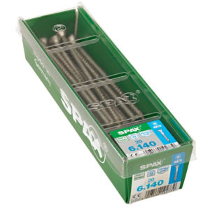 Lot de 20 vis inox tête fraisée torx SPAX, Diam.6 mm x L.140 mm