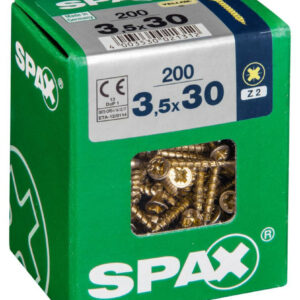 Lot de 200 vis acier tête fraisée pozidriv SPAX, Diam.3.5 mm x L.30 mm