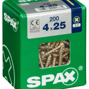Lot de 200 vis acier tête fraisée pozidriv SPAX, Diam.4 mm x L.25 mm