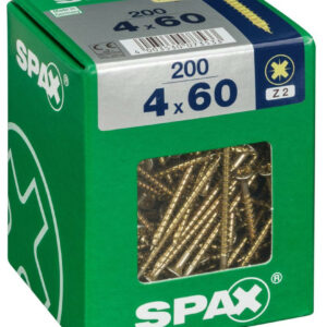 Lot de 200 vis acier tête fraisée pozidriv SPAX, Diam.4 mm x L.60 mm