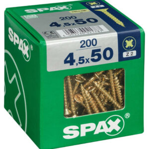 Lot de 200 vis acier tête fraisée pozidriv SPAX, Diam.4.5 mm x L.50 mm