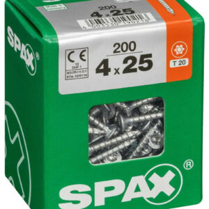 Lot de 200 vis acier tête fraisée torx SPAX, Diam.4 mm x L.25 mm