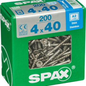 Lot de 200 vis inox tête fraisée torx SPAX, Diam.4 mm x L.40 mm