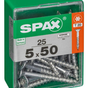 Lot de 25 vis acier tête autofraisée plate SPAX, Diam.5 mm x L.50 mm