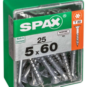 Lot de 25 vis acier tête autofraisée plate SPAX, Diam.5 mm x L.60 mm