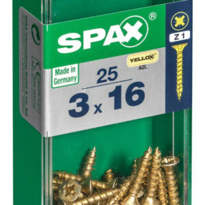 Lot de 25 vis acier tête fraisée pozidriv SPAX, Diam.3 mm x L.16 mm