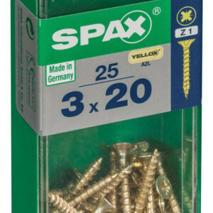 Lot de 25 vis acier tête fraisée pozidriv SPAX, Diam.3 mm x L.20 mm