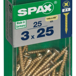 Lot de 25 vis acier tête fraisée pozidriv SPAX, Diam.3 mm x L.25 mm